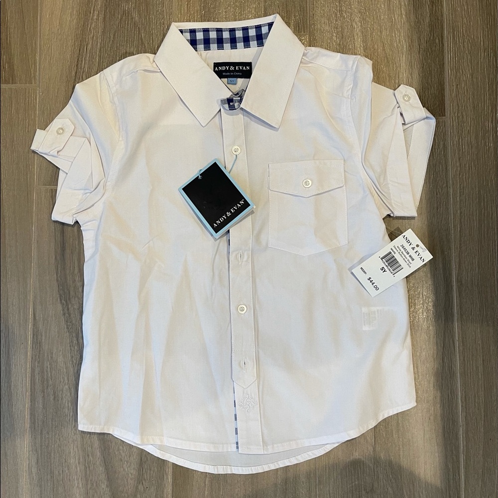 Andy & Evan White Bamboo SS Button-down NWT 5